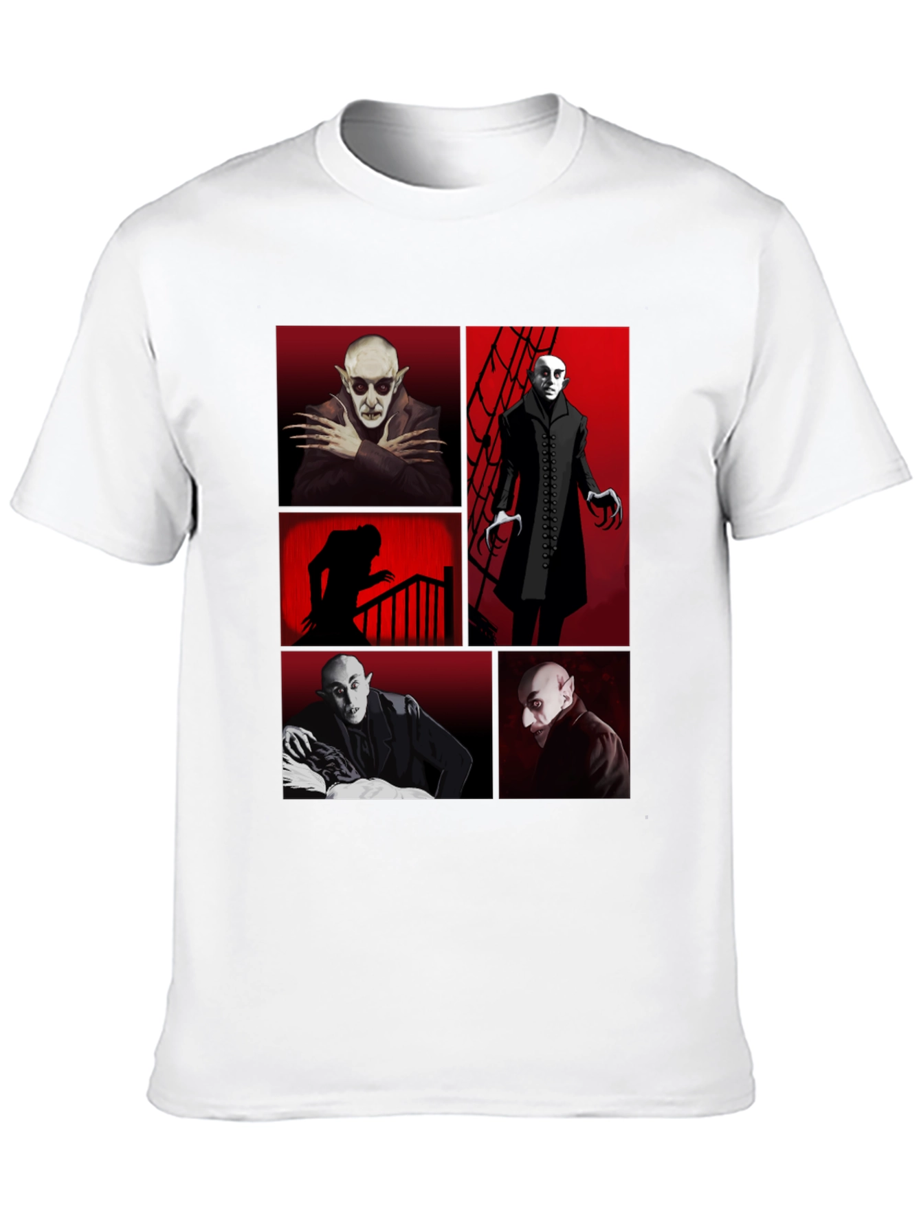 Vampire Collage Graphic Tee - Black Crew Neck T-Shirt