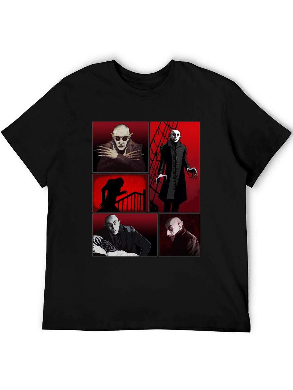 Vampire Collage Graphic Tee - Black Crew Neck T-Shirt