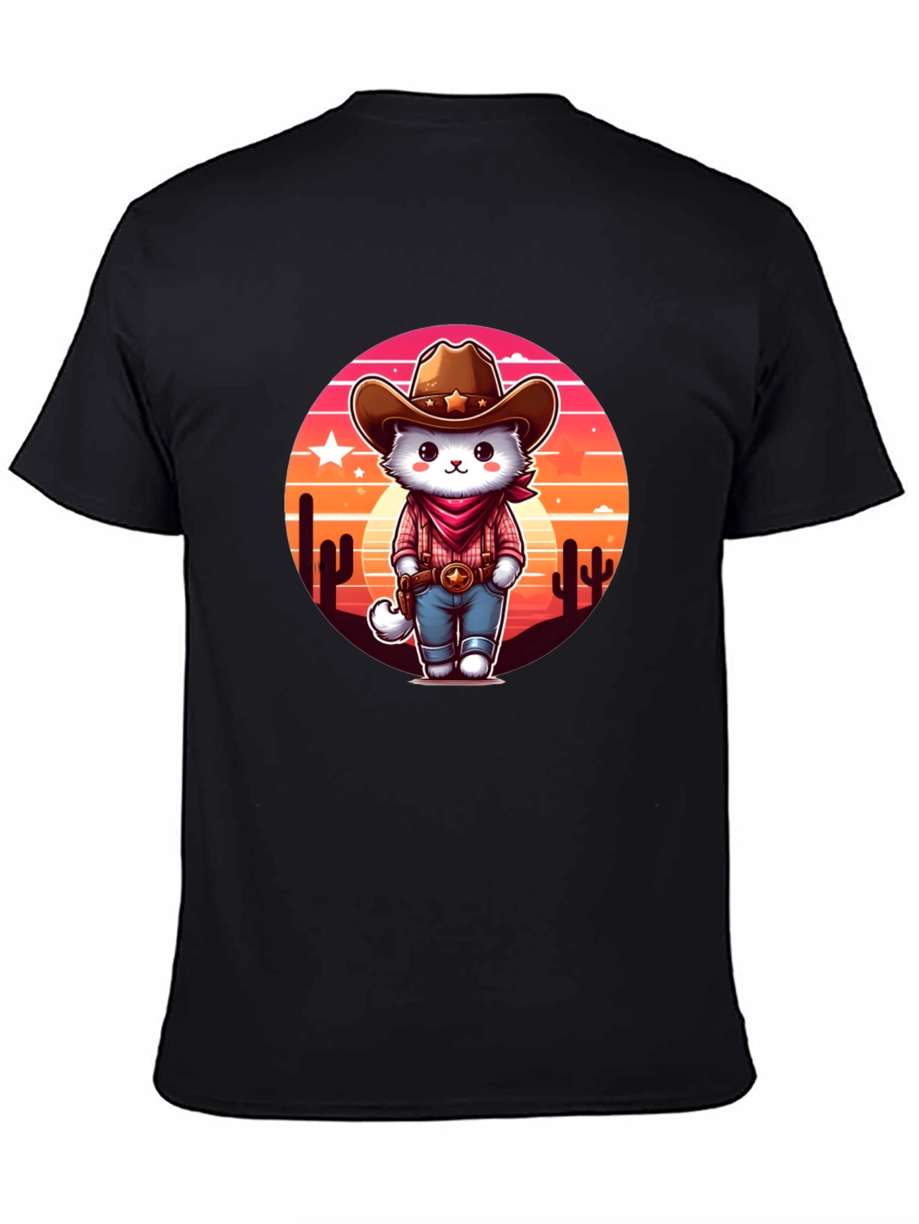 Cowboy Cat Graphic Tee - Western Style T-Shirt