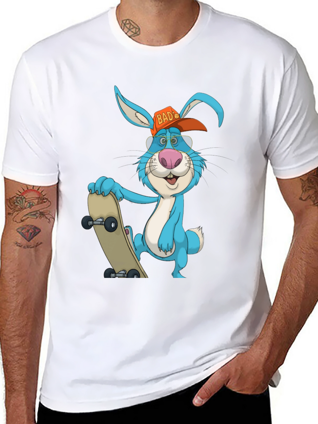 Cool Rabbit Skateboarder Graphic T-Shirt