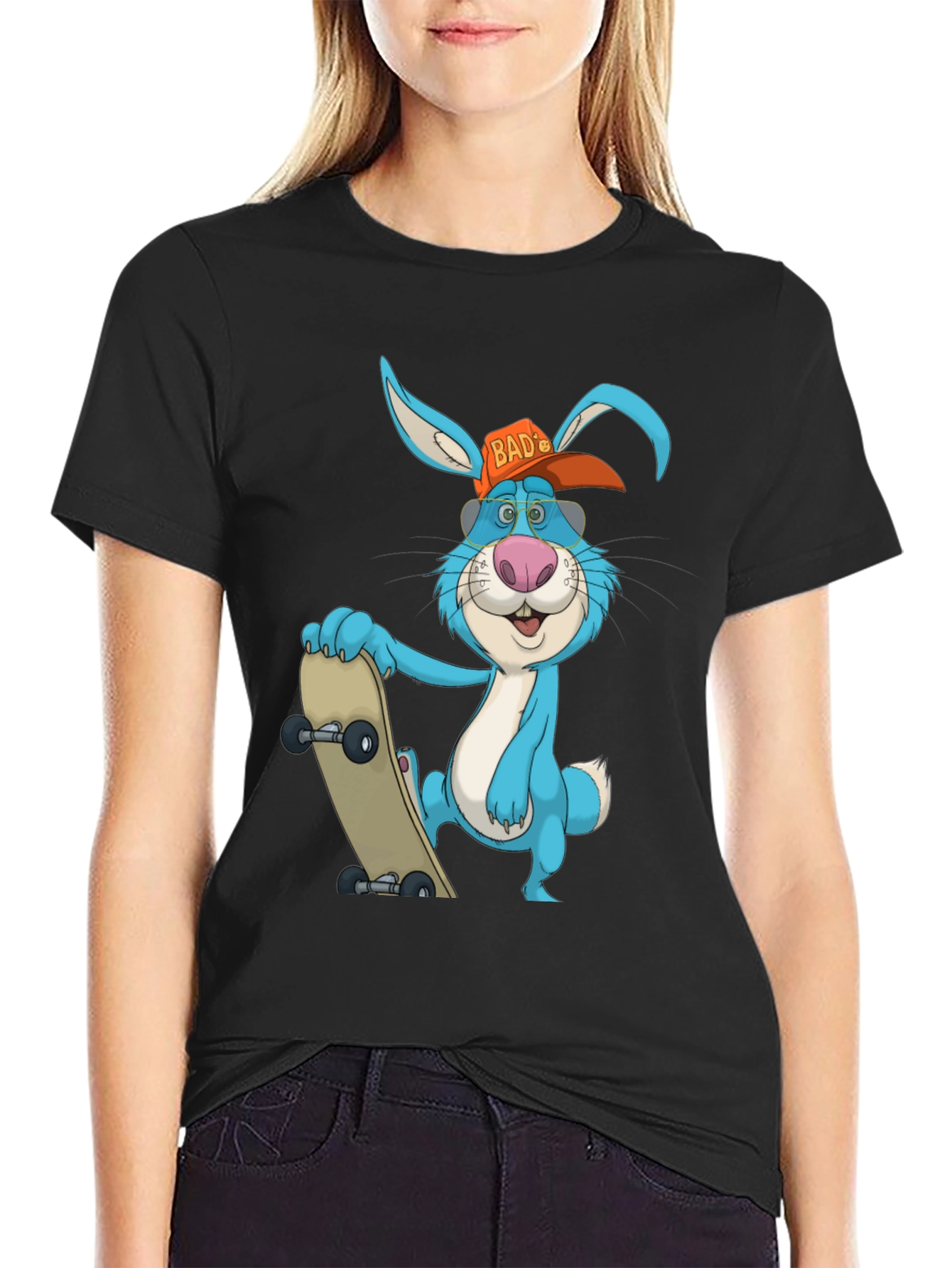 Cool Rabbit Skateboarder Graphic T-Shirt