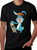 Cool Rabbit Skateboarder Graphic T-Shirt