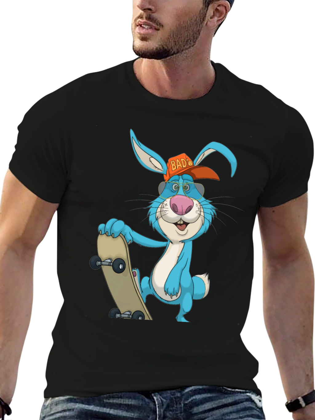 Cool Rabbit Skateboarder Graphic T-Shirt