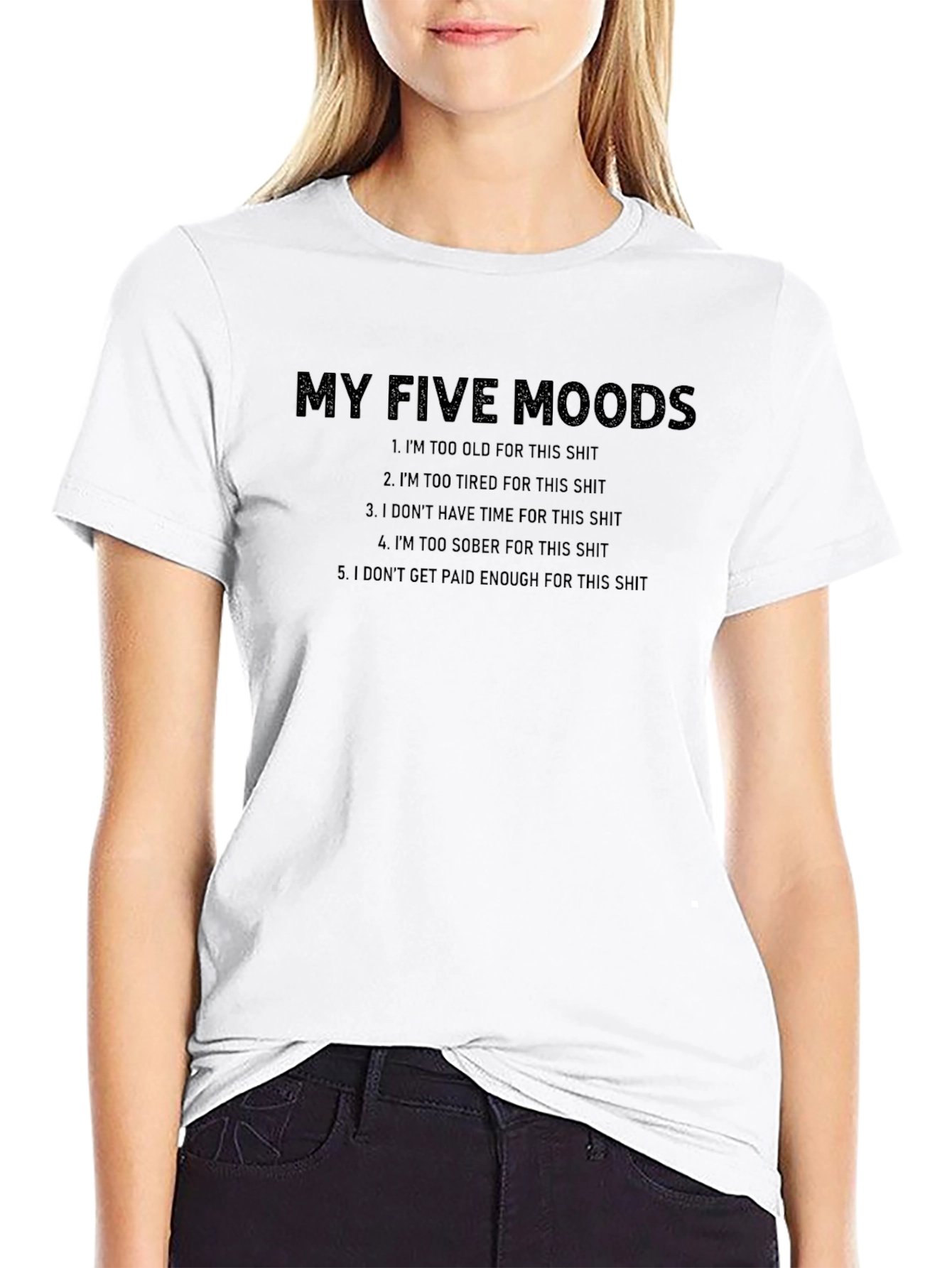 My Five Moods Graphic Tee - Black Novelty T-Shirt