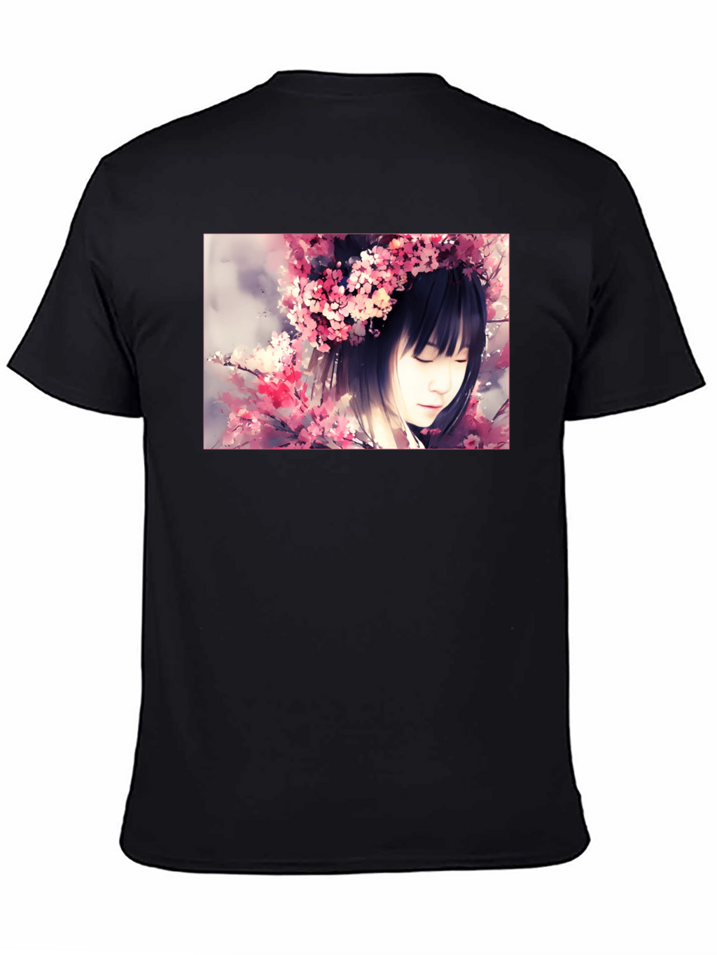 Cherry Blossom Girl Graphic Black T-Shirt