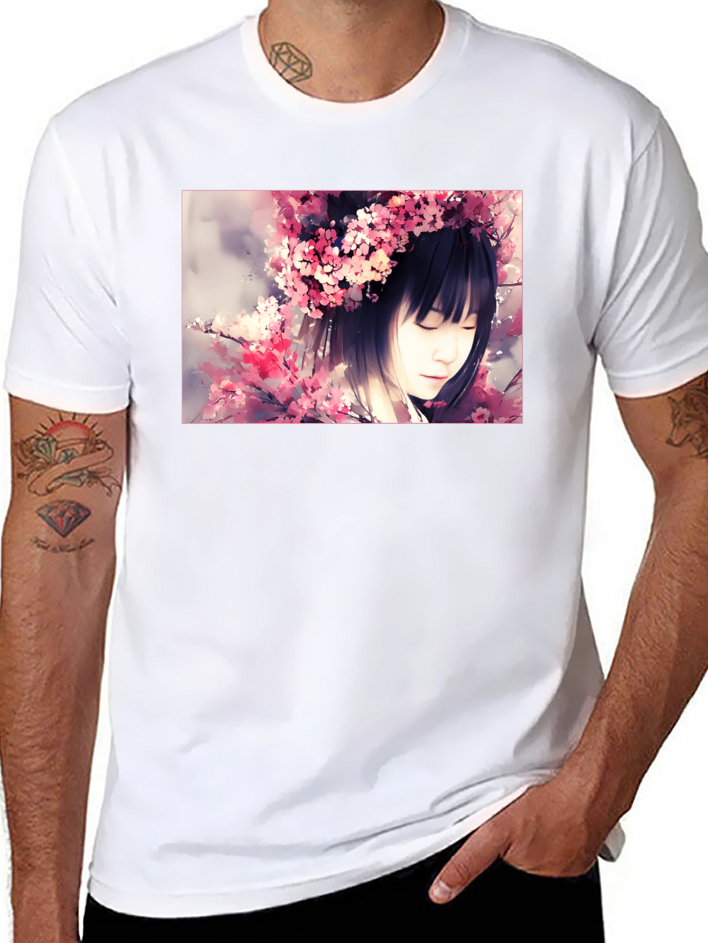 Cherry Blossom Girl Graphic Black T-Shirt