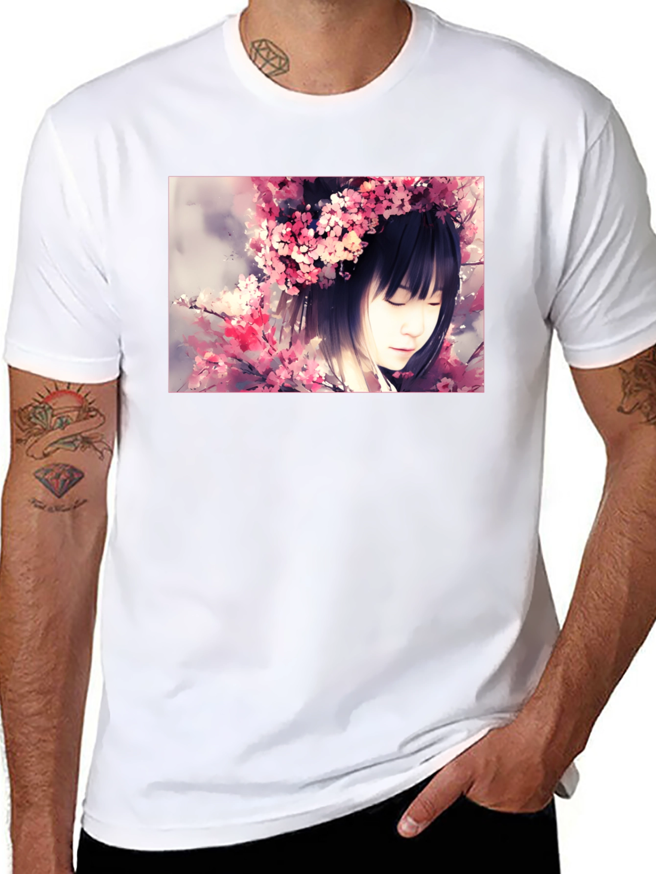 Cherry Blossom Girl Graphic Black T-Shirt