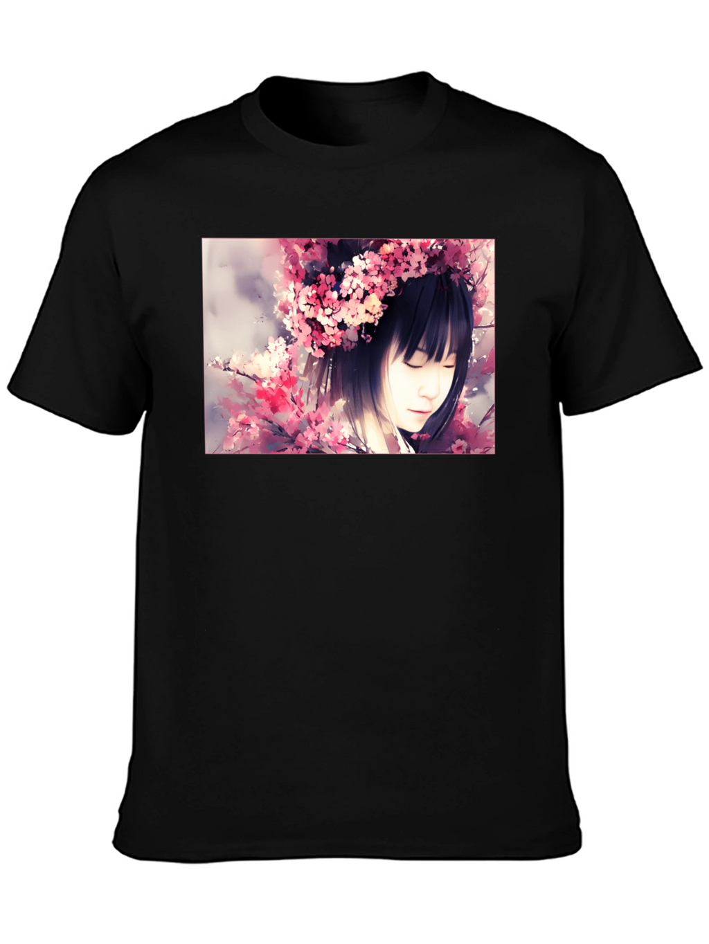 Cherry Blossom Girl Graphic Black T-Shirt