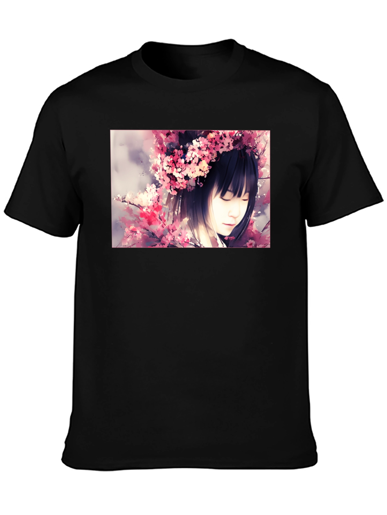 Cherry Blossom Girl Graphic Black T-Shirt