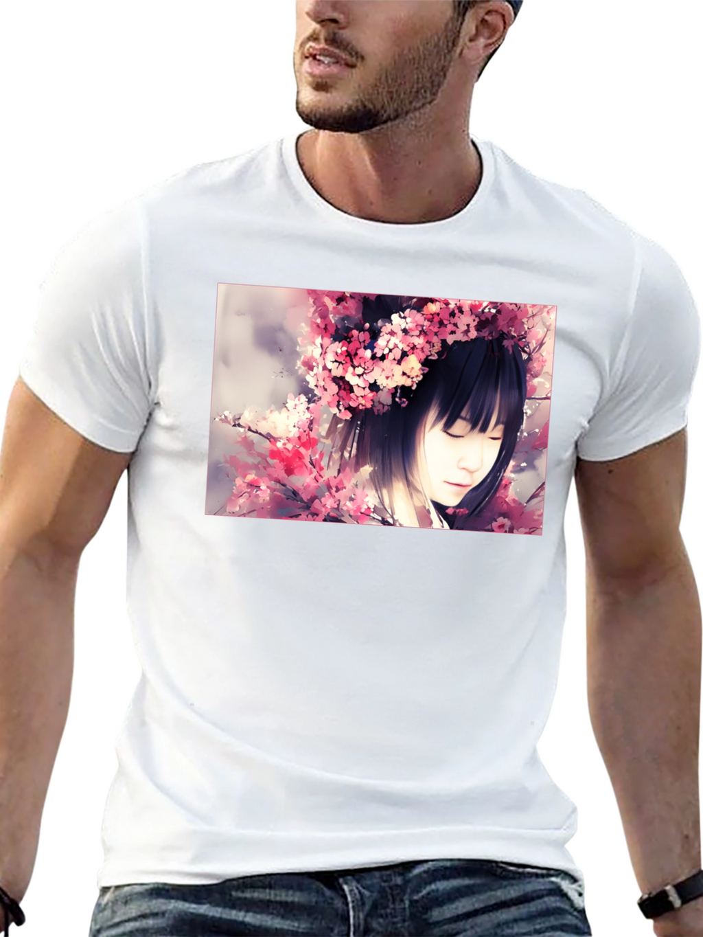 Cherry Blossom Girl Graphic Black T-Shirt