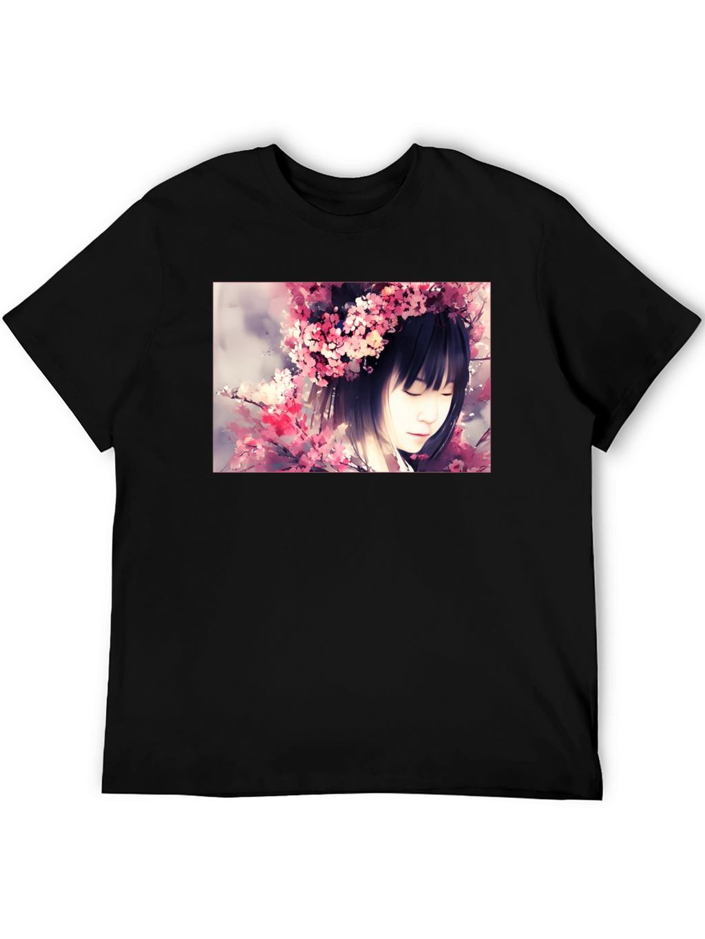 Cherry Blossom Girl Graphic Black T-Shirt