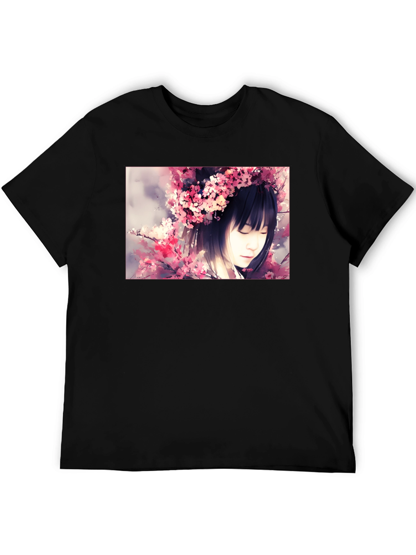 Cherry Blossom Girl Graphic Black T-Shirt