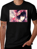 Cherry Blossom Girl Graphic Black T-Shirt