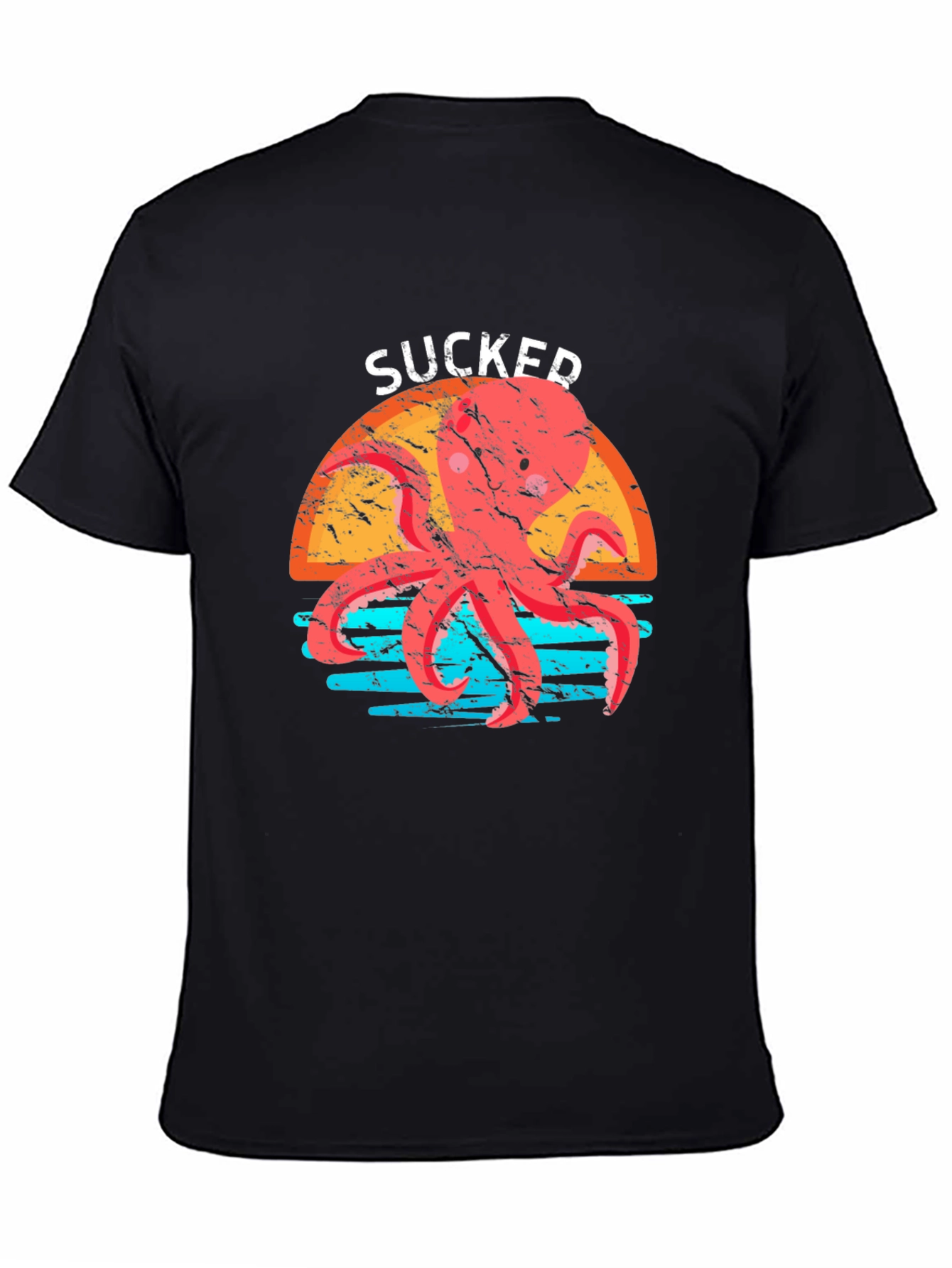 Sucker Octopus Graphic Tee - Mens Black Cotton T-Shirt