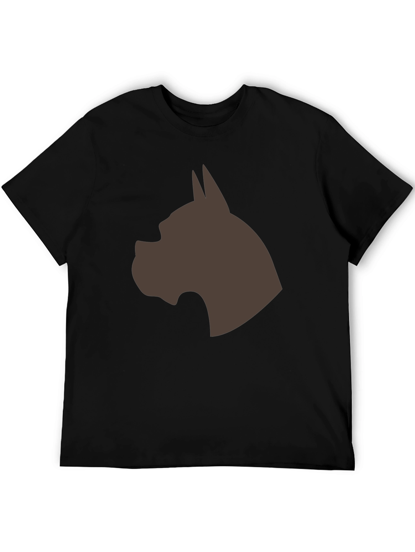 Boxer Dog Silhouette Graphic Tee - Black Cotton