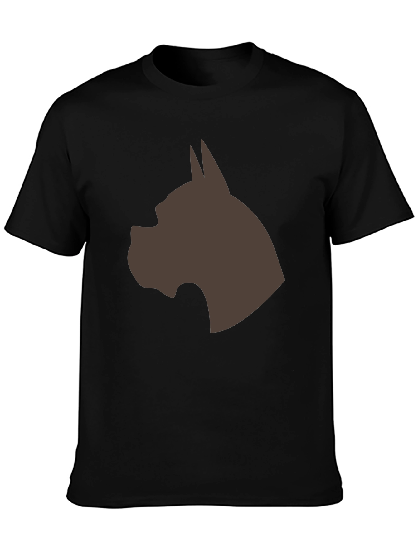 Boxer Dog Silhouette Graphic Tee - Black Cotton