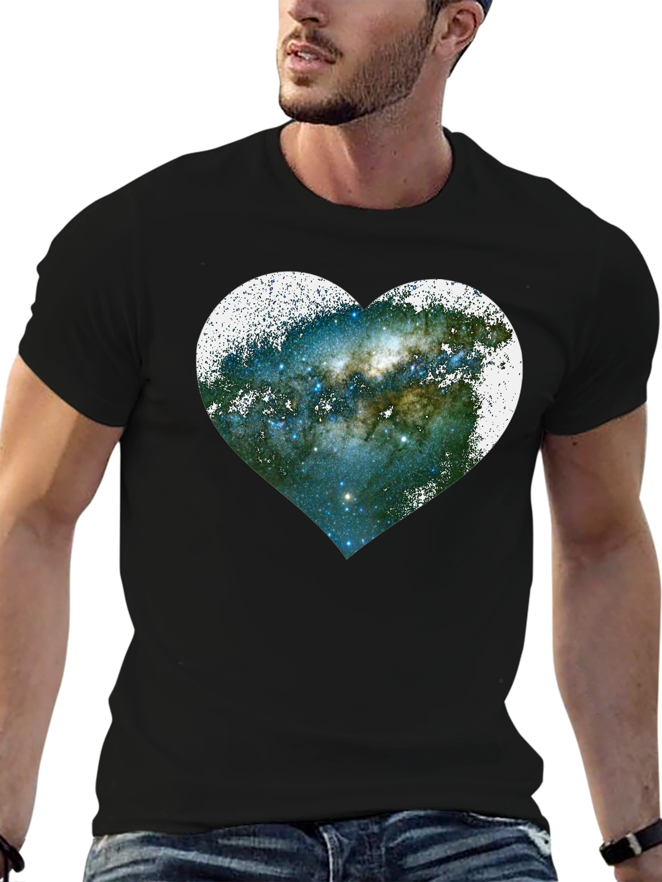 Galaxy Heart Graphic Tee - Unique Space Lovers Shirt