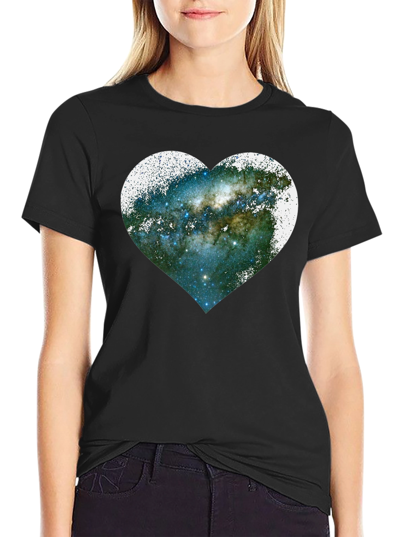 Galaxy Heart Graphic Tee - Unique Space Lovers Shirt