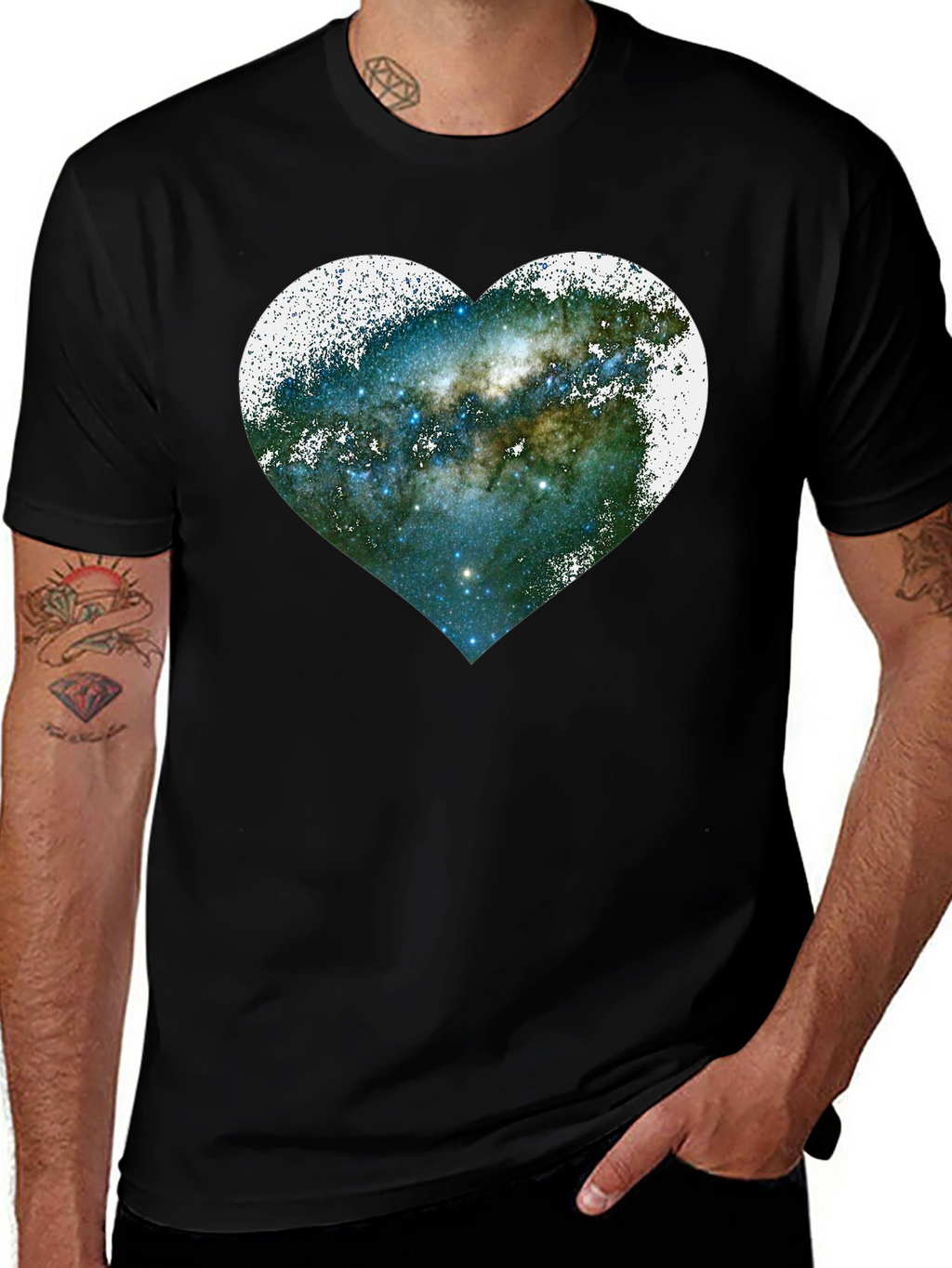Galaxy Heart Graphic Tee - Unique Space Lovers Shirt