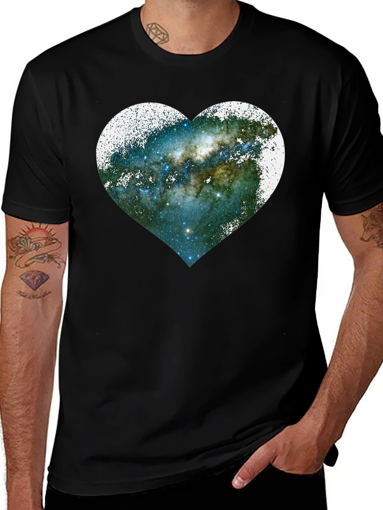Galaxy Heart Graphic Tee - Unique Space Lovers Shirt