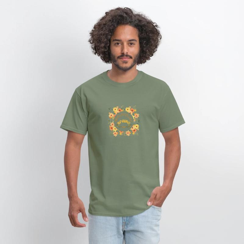 Floral Welcome Spring, Pressed flower T-shirt