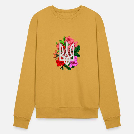 Flowering tryzub Ukrainian national emblem trident