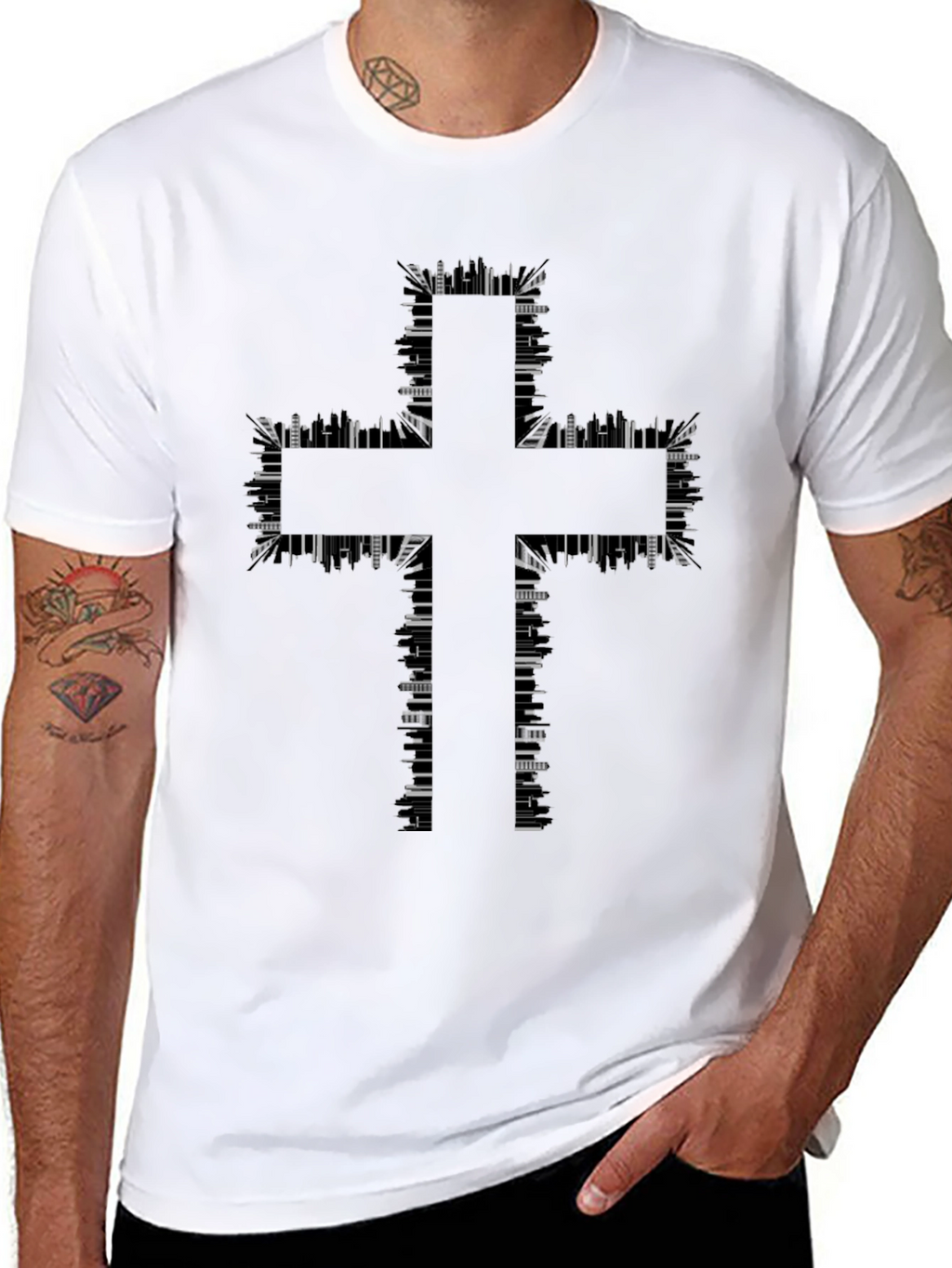 Abstract Cross Graphic T-Shirt