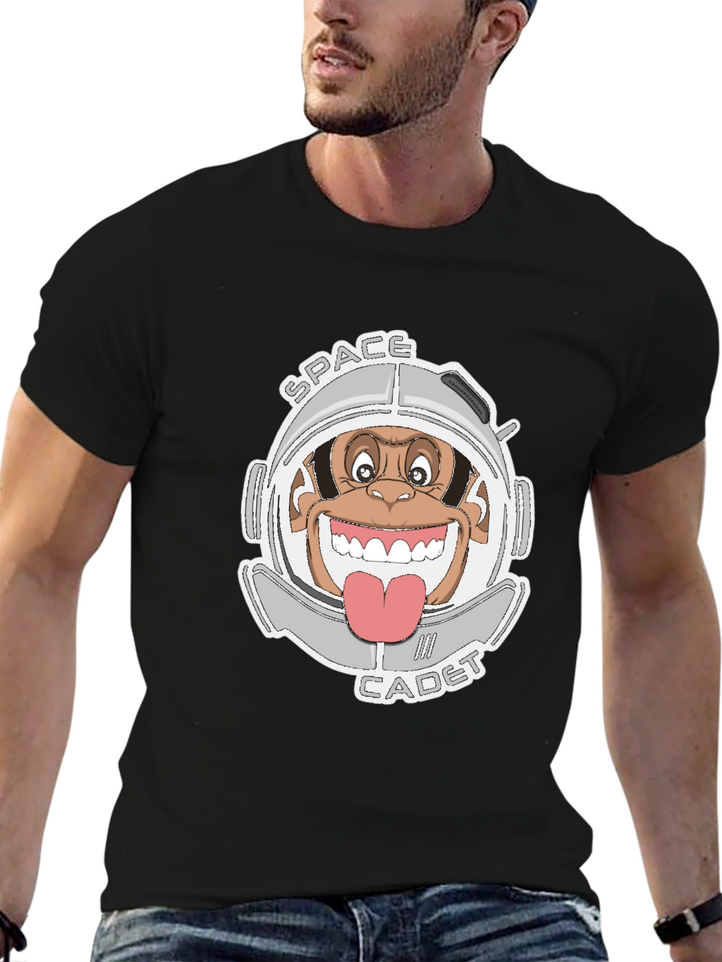 Space Cadet Monkey Graphic T-Shirt - Black
