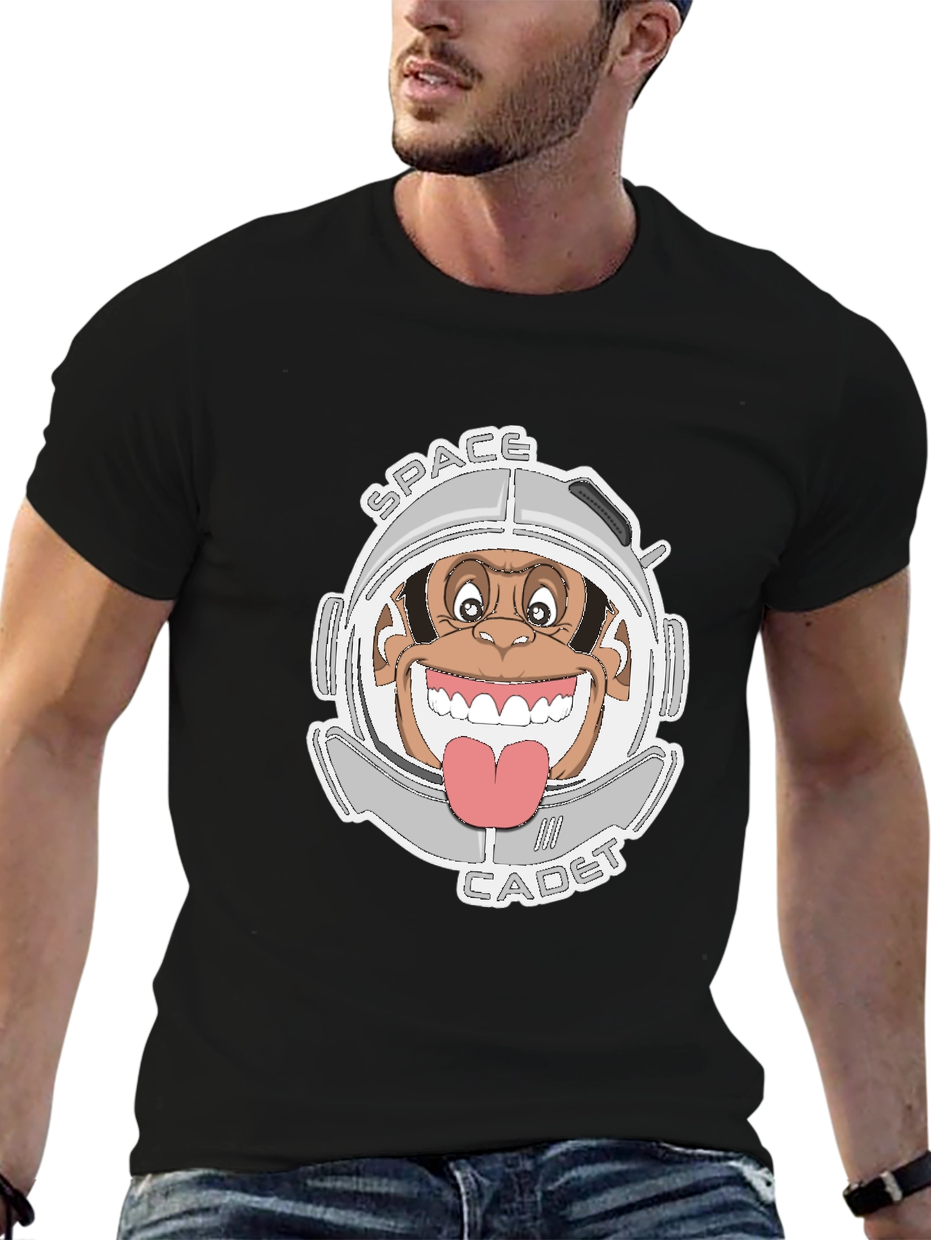 Space Cadet Monkey Graphic T-Shirt - Black