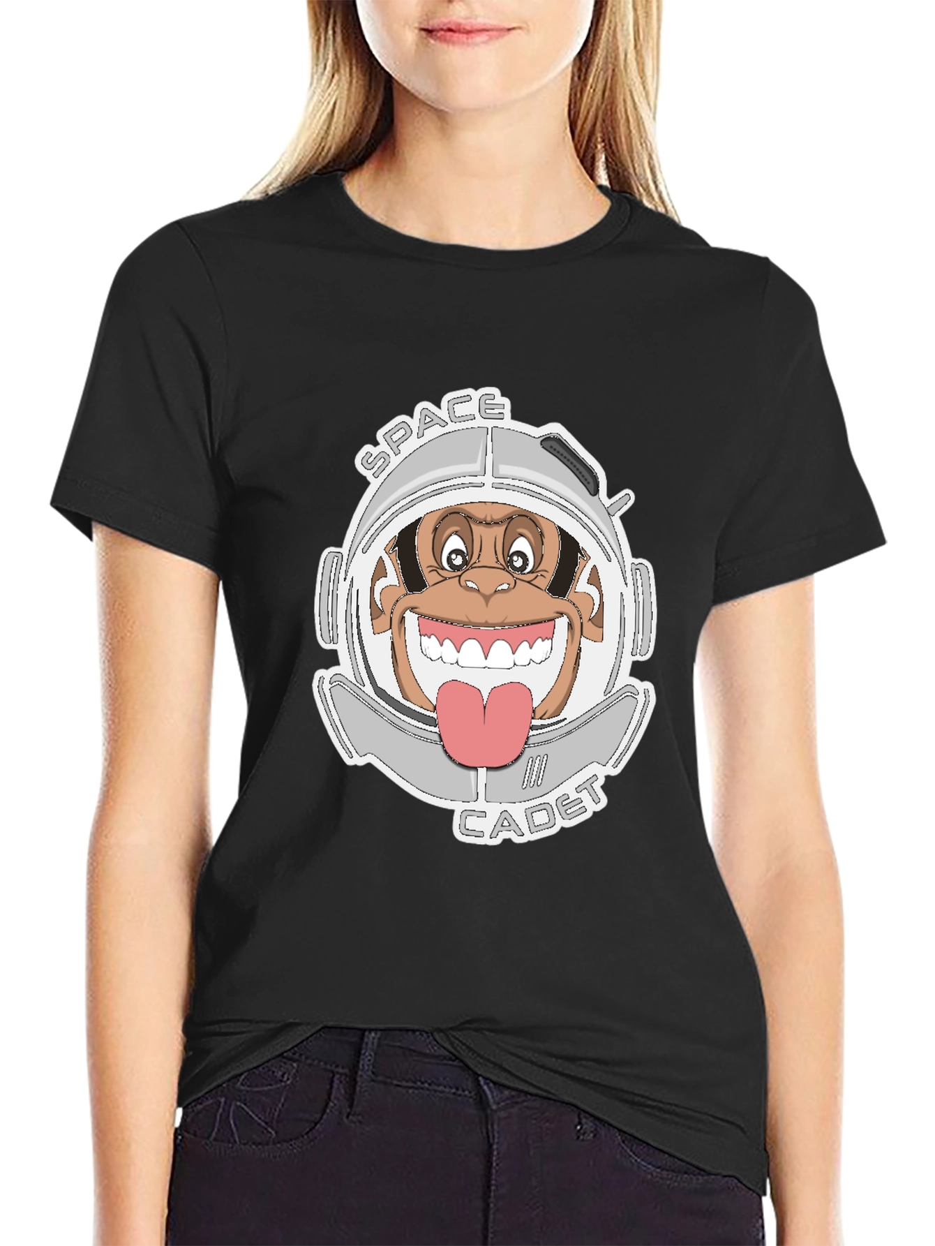Space Cadet Monkey Graphic T-Shirt - Black