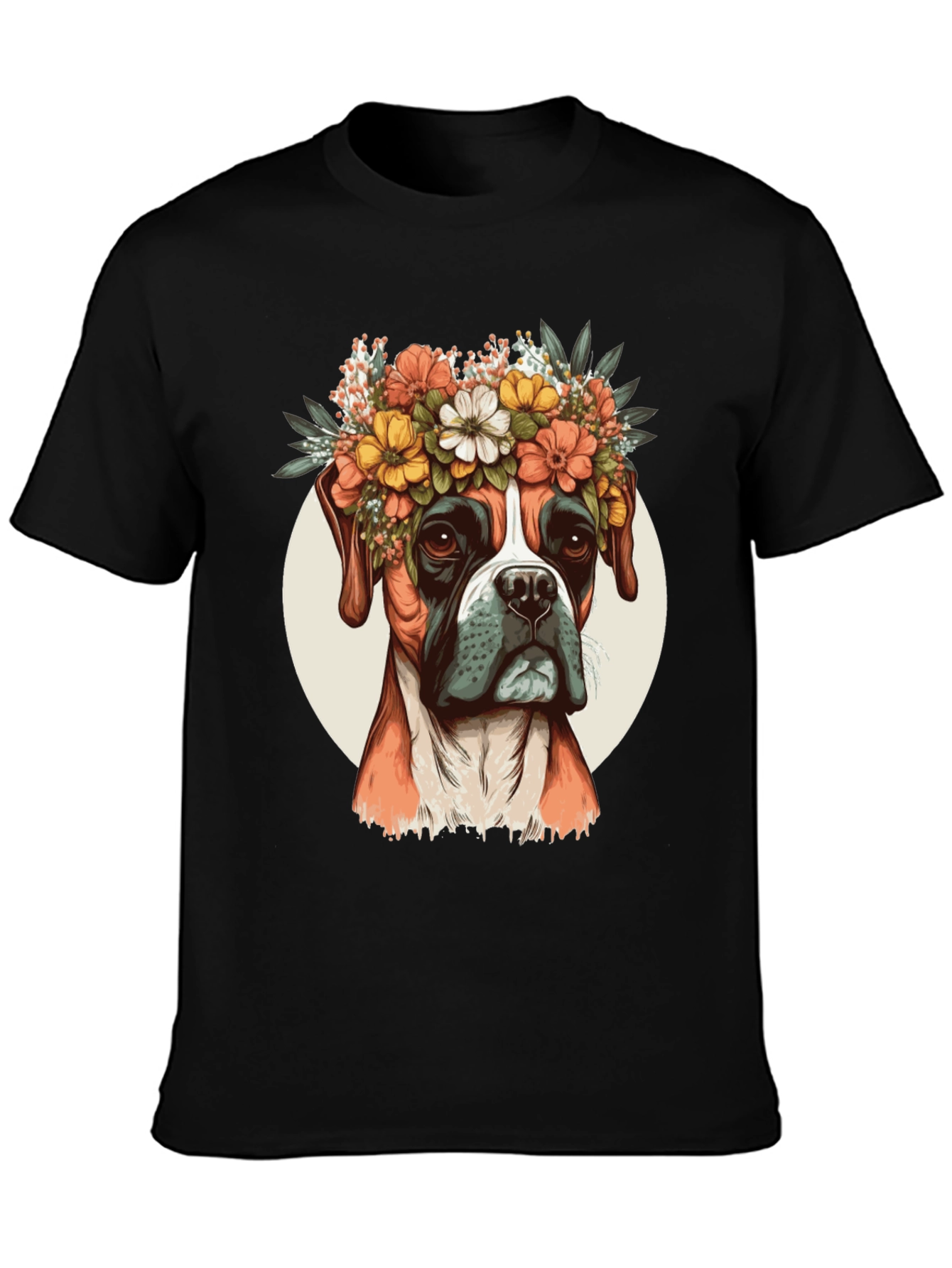 Dog with Floral Crown Graphic Tee - Unisex