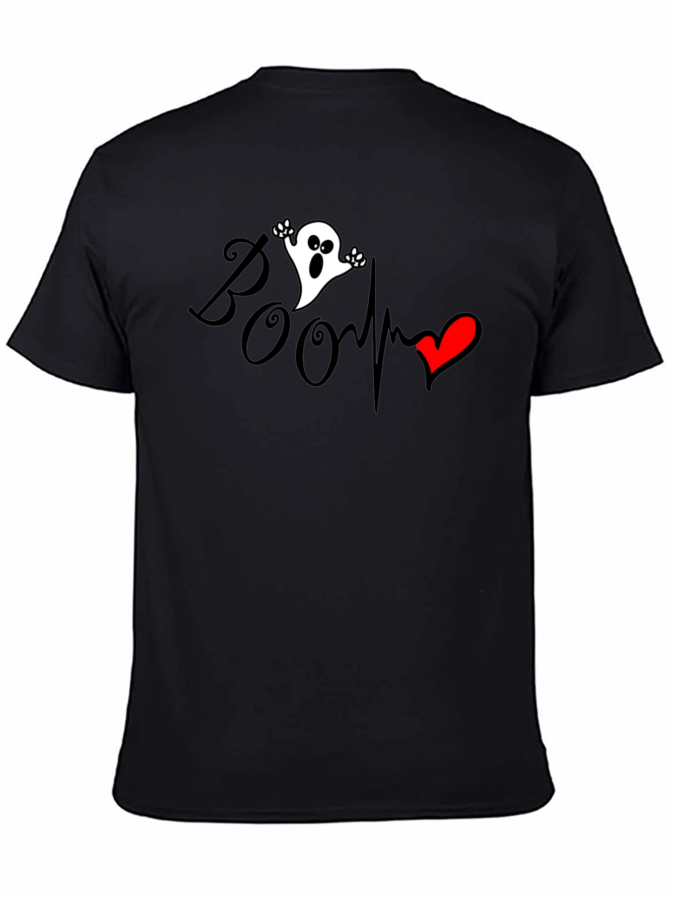 Boo Ghost Heartbeat Graphic Tee - Spooky Season Fashion