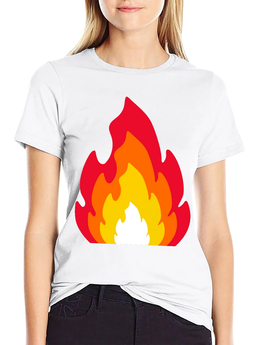 Fiery Flames Graphic Tee - Black Cotton T-Shirt