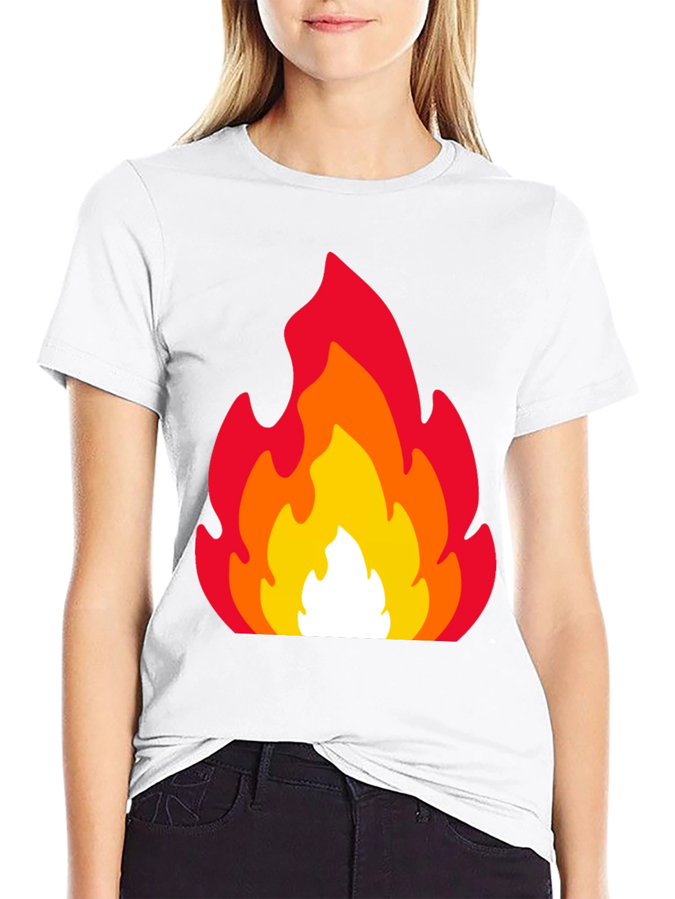 Fiery Flames Graphic Tee - Black Cotton T-Shirt