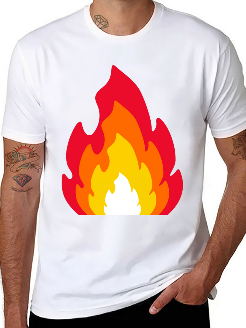 Fiery Flames Graphic Tee - Black Cotton T-Shirt