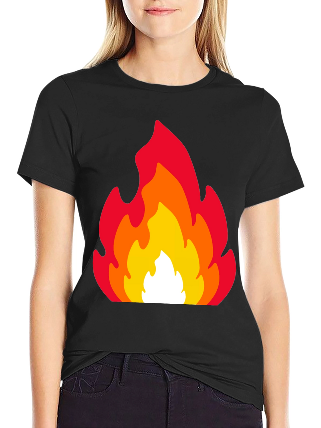Fiery Flames Graphic Tee - Black Cotton T-Shirt