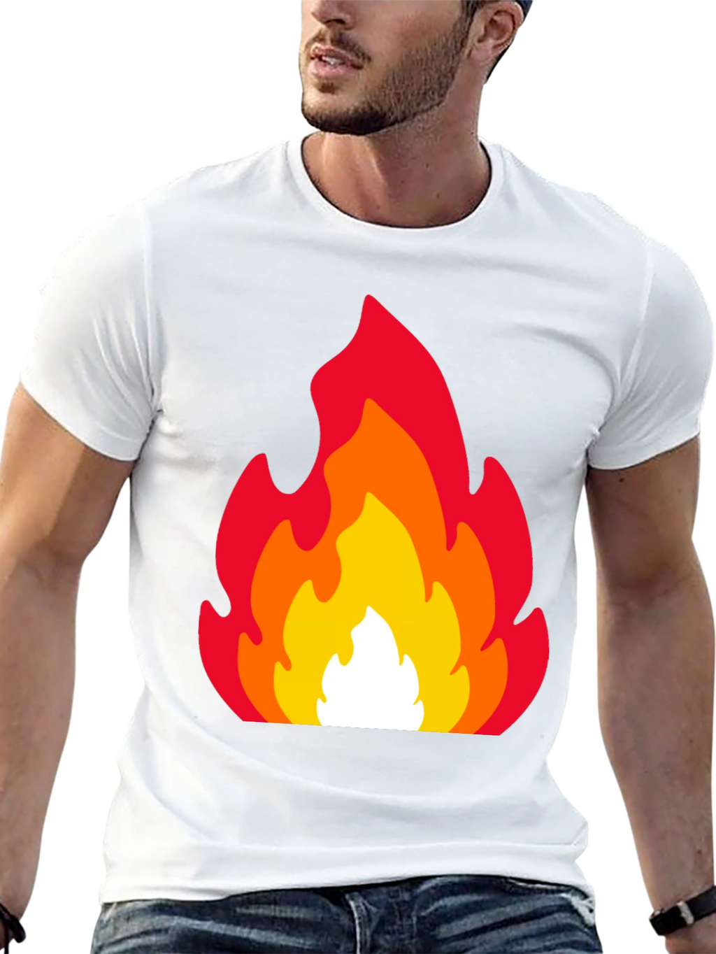 Fiery Flames Graphic Tee - Black Cotton T-Shirt