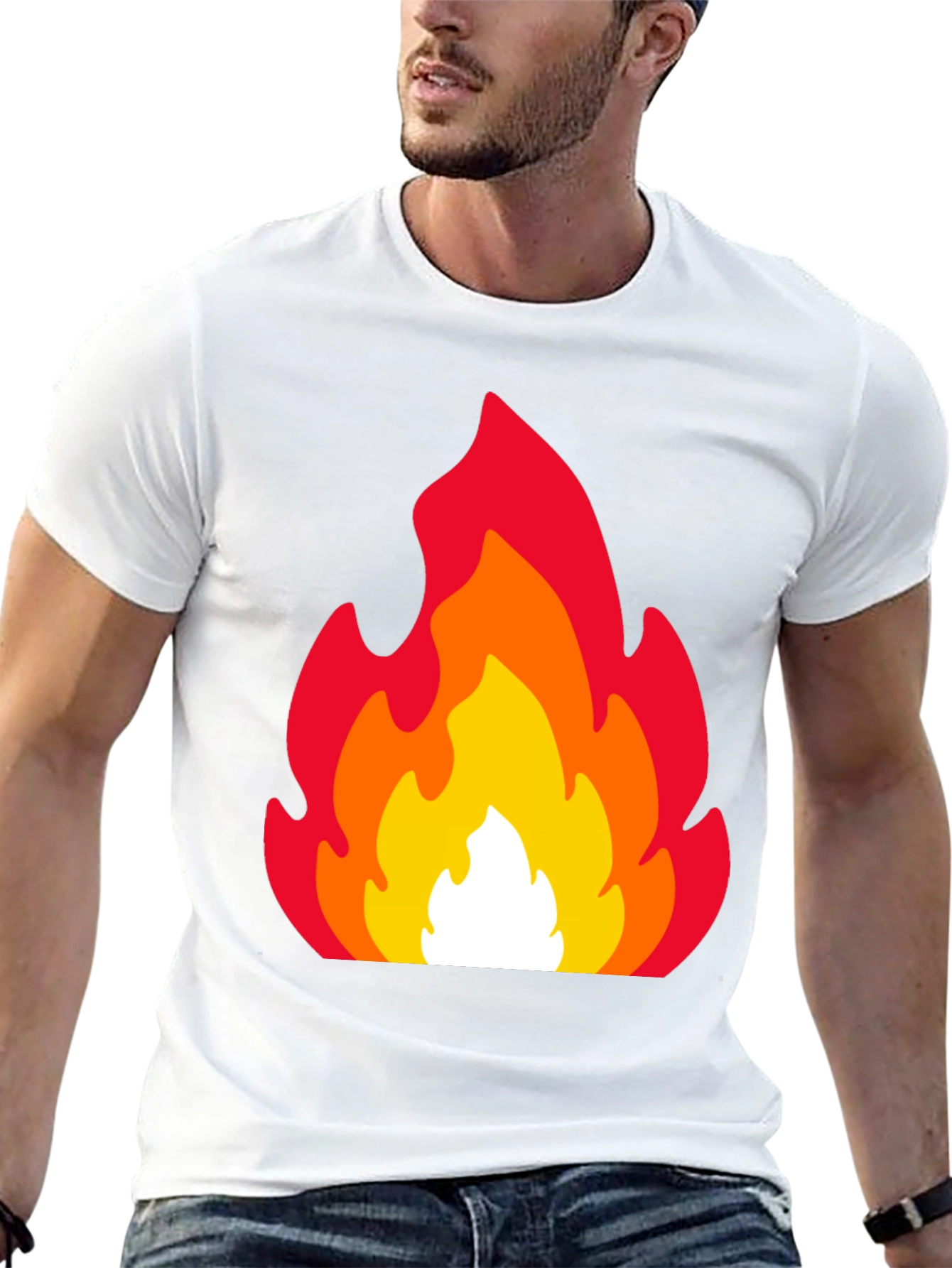 Fiery Flames Graphic Tee - Black Cotton T-Shirt