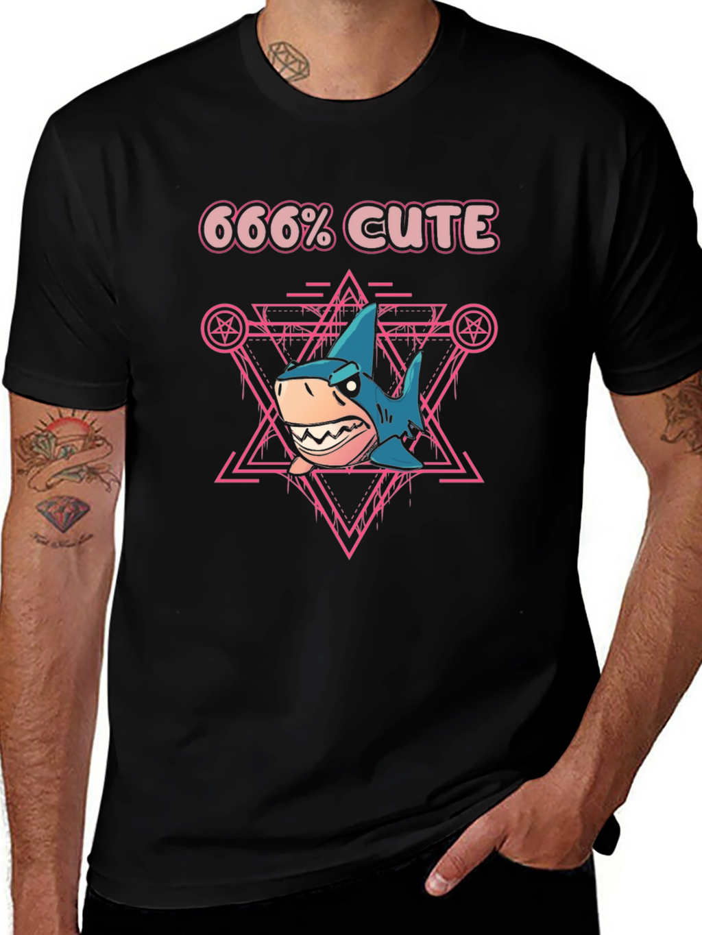 666% Cute Shark Graphic T-Shirt