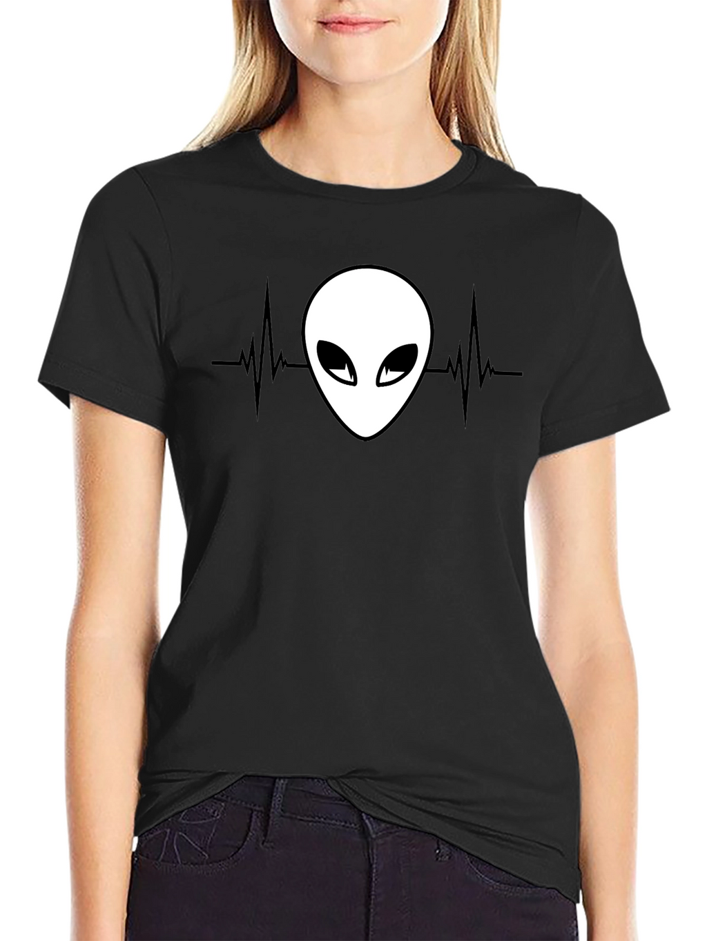 Alien Heartbeat Graphic Tee - Black T-Shirt
