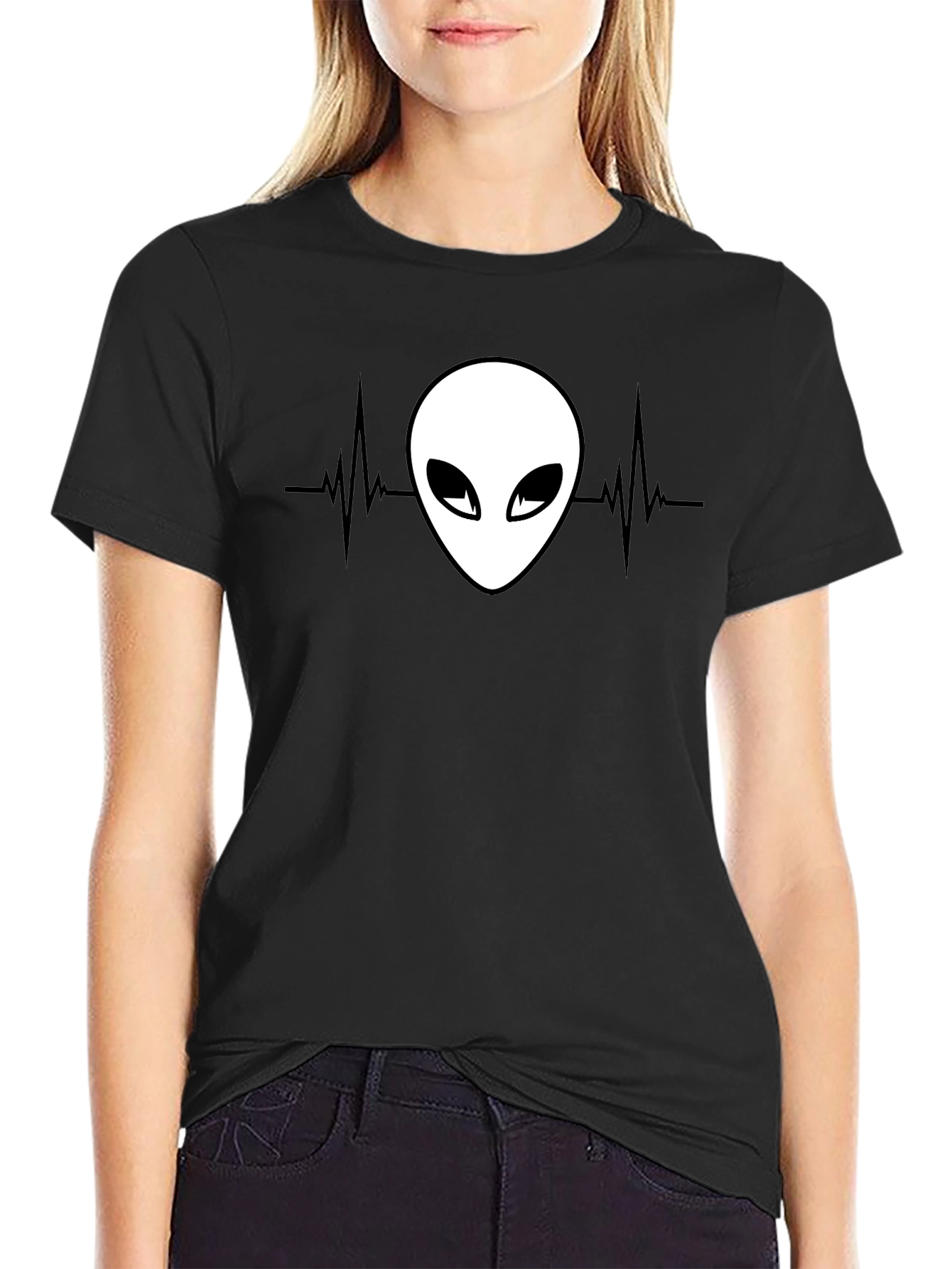 Alien Heartbeat Graphic Tee - Black T-Shirt