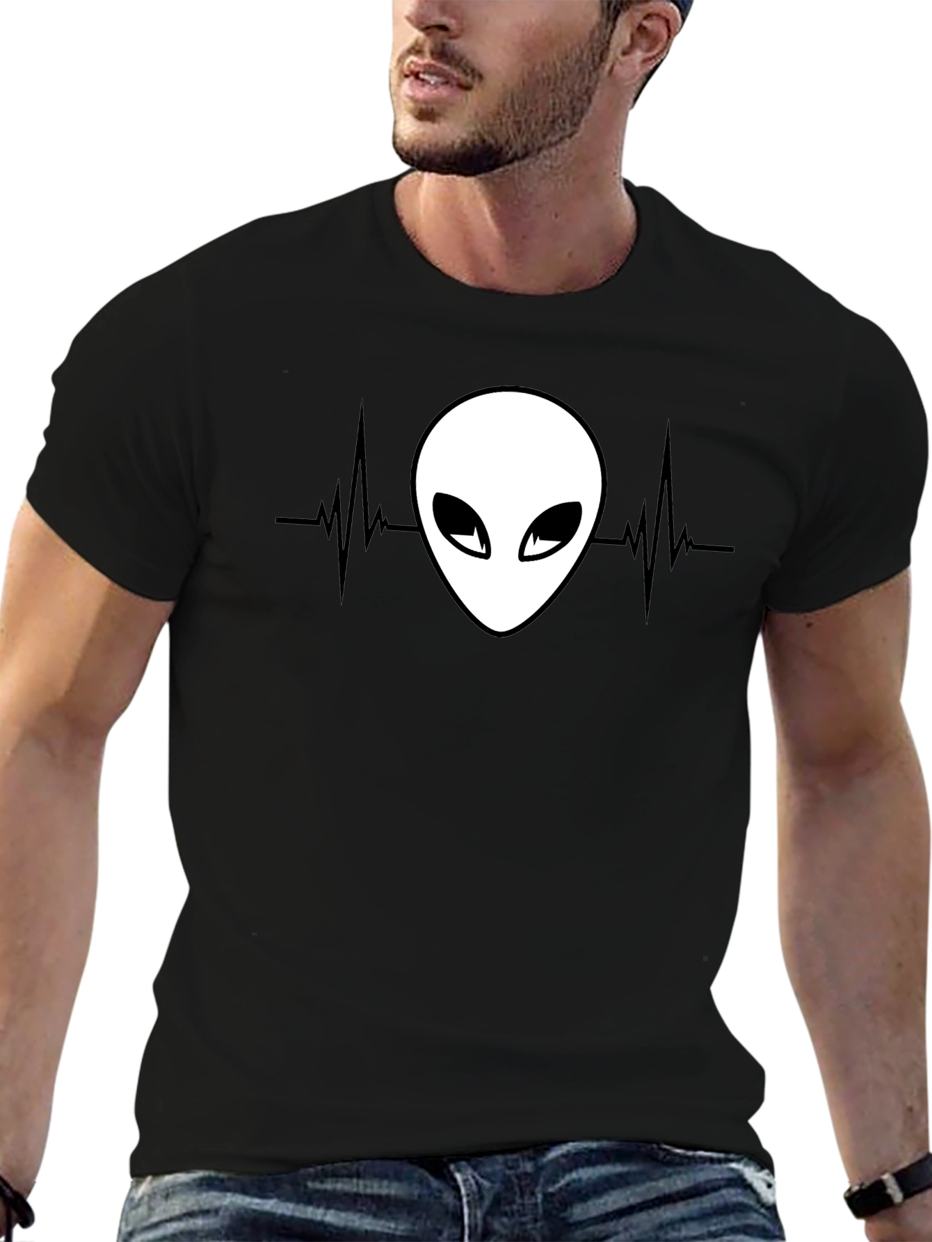 Alien Heartbeat Graphic Tee - Black T-Shirt
