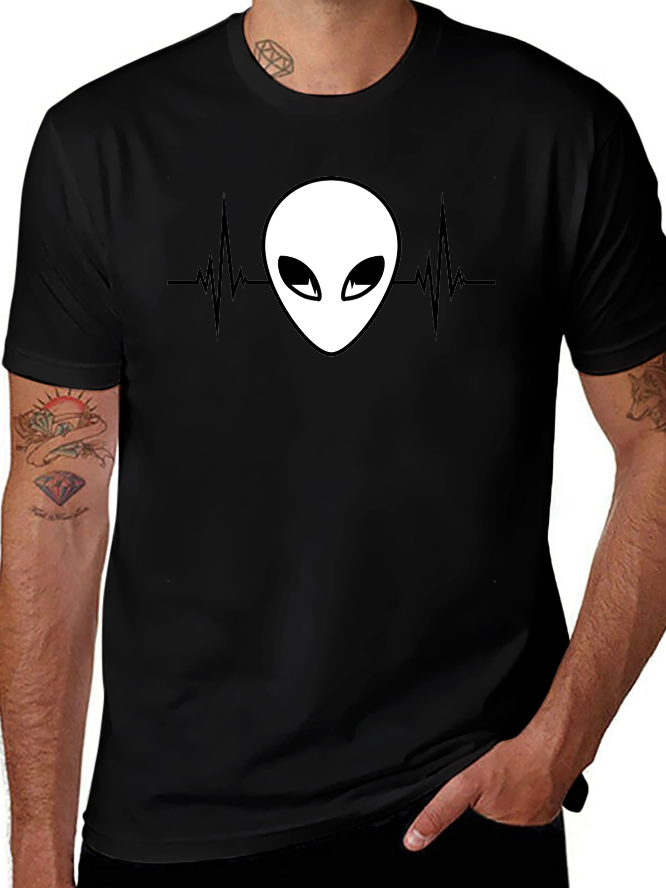 Alien Heartbeat Graphic Tee - Black T-Shirt