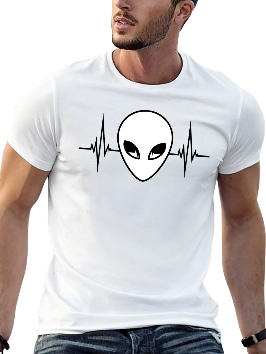Alien Heartbeat Graphic Tee - Black T-Shirt