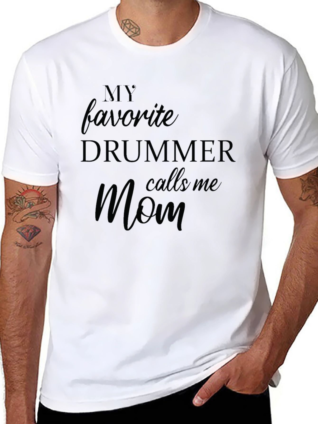 My Favorite Drummer Calls Me Mom Black T-Shirt