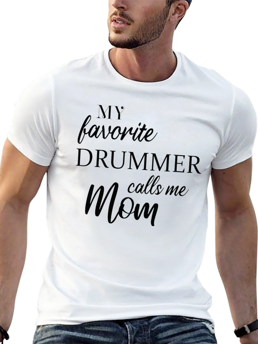 My Favorite Drummer Calls Me Mom Black T-Shirt