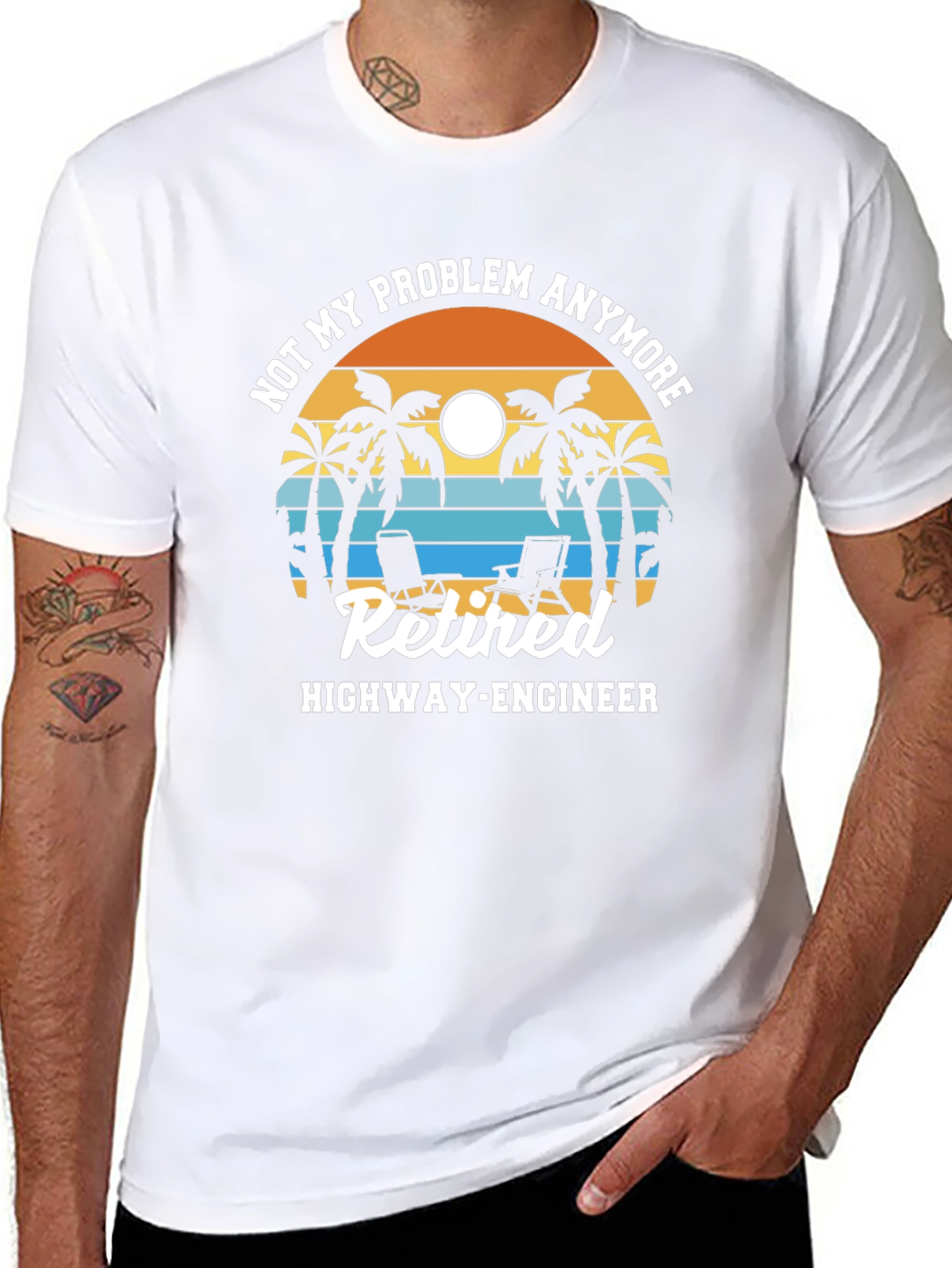 Retired Highway Engineer T-Shirt - Beach Design