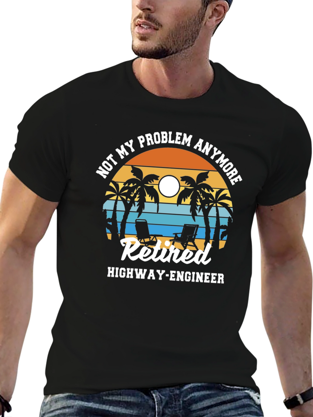 Retired Highway Engineer T-Shirt - Beach Design