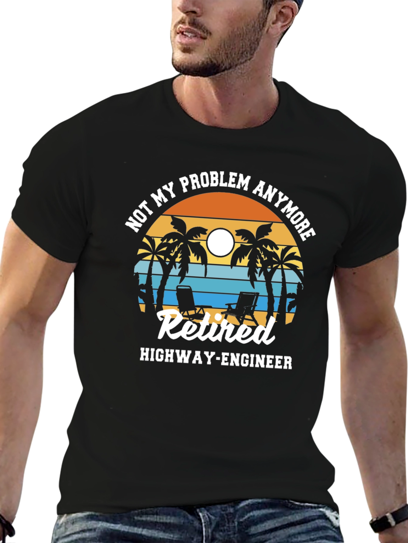 Retired Highway Engineer T-Shirt - Beach Design