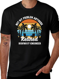 Retired Highway Engineer T-Shirt - Beach Design